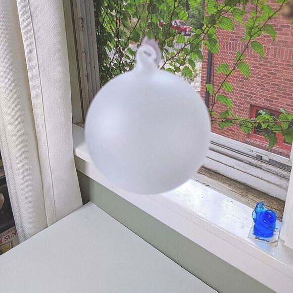 Crate&Barrel Frosted White Blown Glass Ball Ornament - Picture 4 of 4
